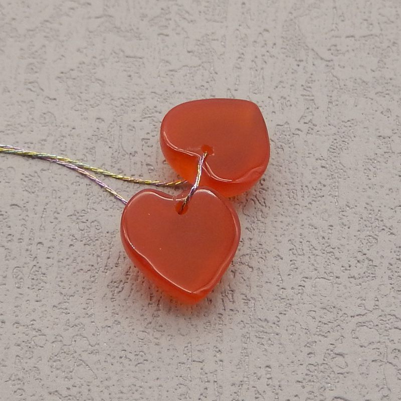 Natural Red Agate Carved heart shape Earring Beads 12*12*6mm, 2.3g