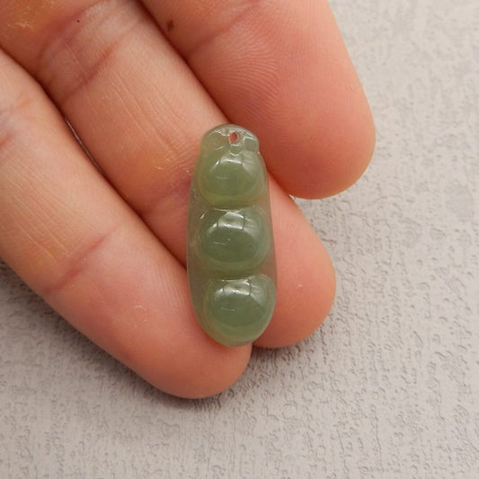Natural Nephrite Jade Carved pea Pendant Bead 28*11*5mm, 2.5g