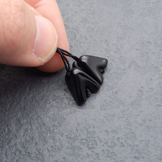 Natural Obsidian Earring Beads 13*12*10mm, 2.7g