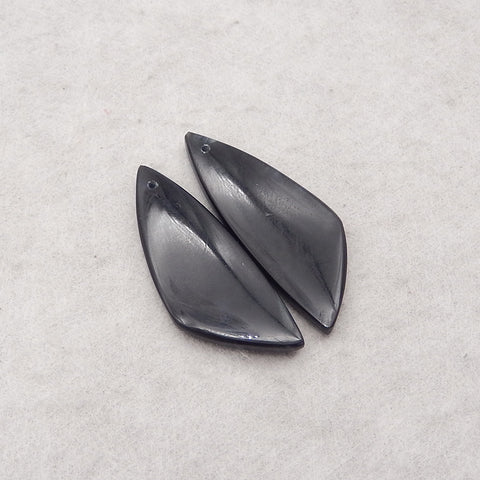 Natural Obsidian Gemstone Earring Beads, Gemstone Earring Pair, 39x16x4mm, 8g