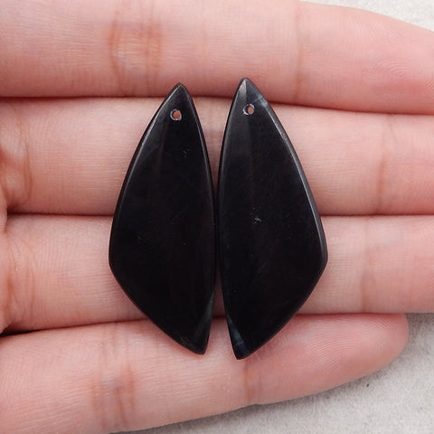 Natural Obsidian Gemstone Earring Beads, Gemstone Earring Pair, 39x16x4mm, 8g