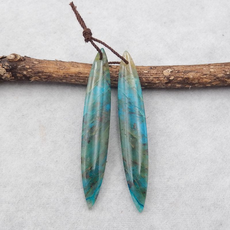 Natural Chrysocolla Earring Beads 53*9*4mm, 7.2g