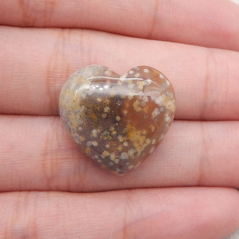 New Natural Ocean Jasper Heart Pendant Bead,Drilling Up and Down, 20×22×10mm, 6.5g