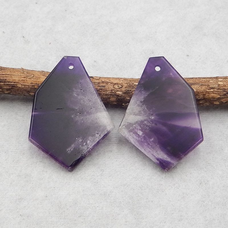Natural Amethyst Earring Beads 30*22*3mm. 6.4g
