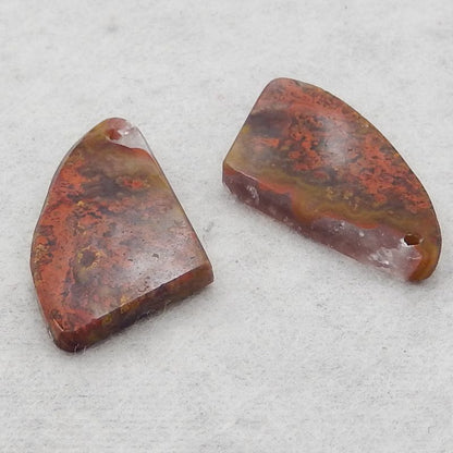Natural Warring States Red Agate Earring Beads 26*14*3mm, 4.4g