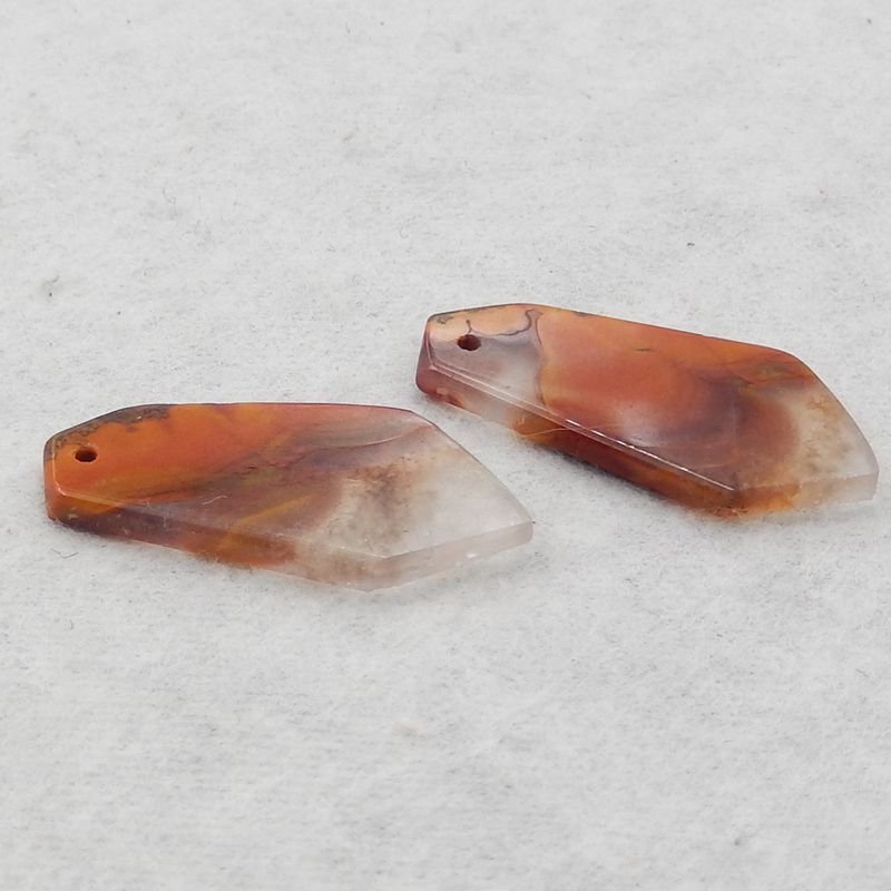 Natural Warring States Red Agate Earring Beads 26*14*3mm, 4.4g