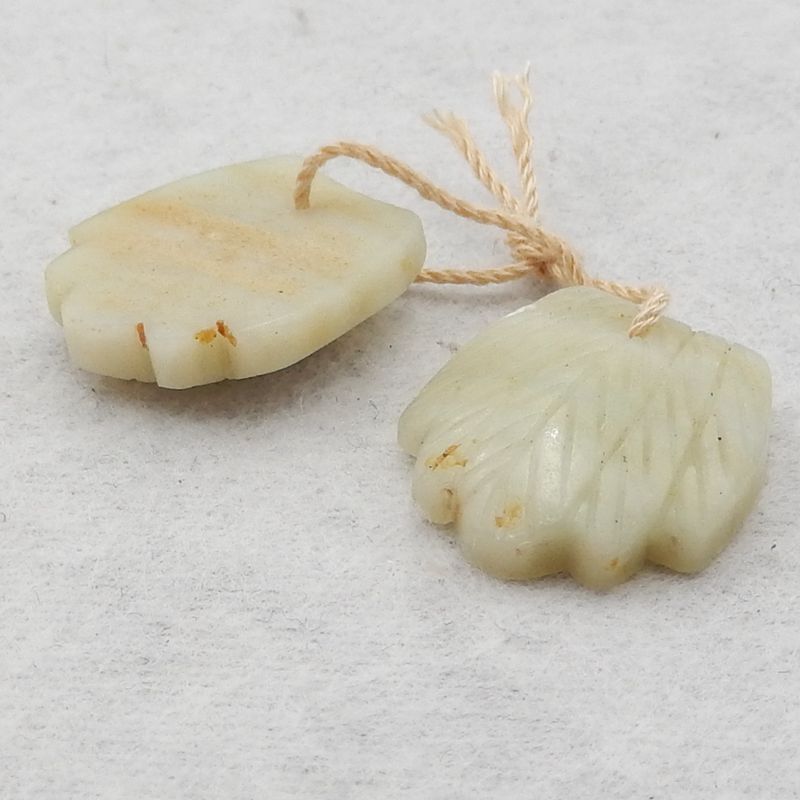 Natural Amazonite Carved feather Earring Beads 19*17*5mm, 5.3g
