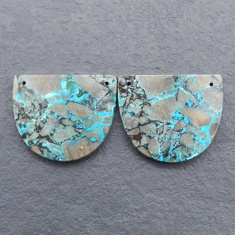 Natural Chrysocolla Gemstone Earring Beads, Double Holes Gemstone Earrings,Semi-Precious Gemstones For Jewelry Making,25x30x3mm, 10.3g
