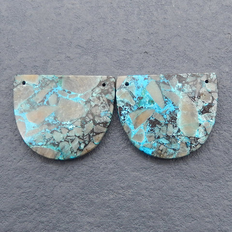 Natural Chrysocolla Gemstone Earring Beads, Double Holes Gemstone Earrings,Semi-Precious Gemstones For Jewelry Making,25x30x3mm, 10.3g