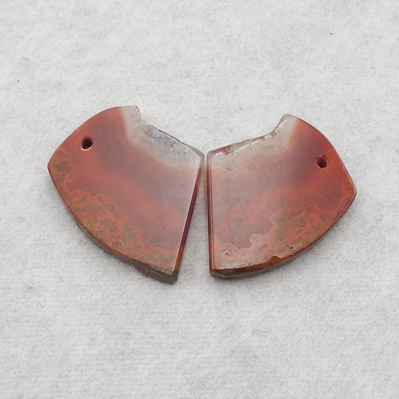Natural Warring States Red Agate Earring Beads 23*18*5mm, 5.3g