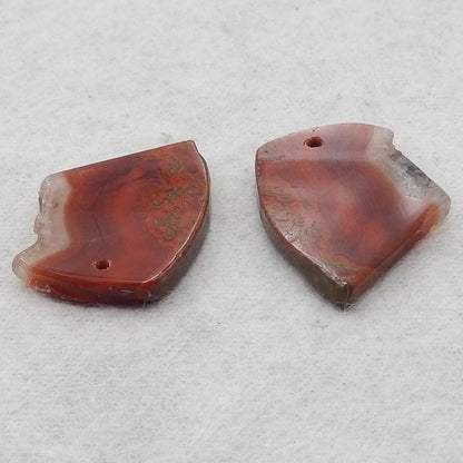 Natural Warring States Red Agate Earring Beads 23*18*5mm, 5.3g