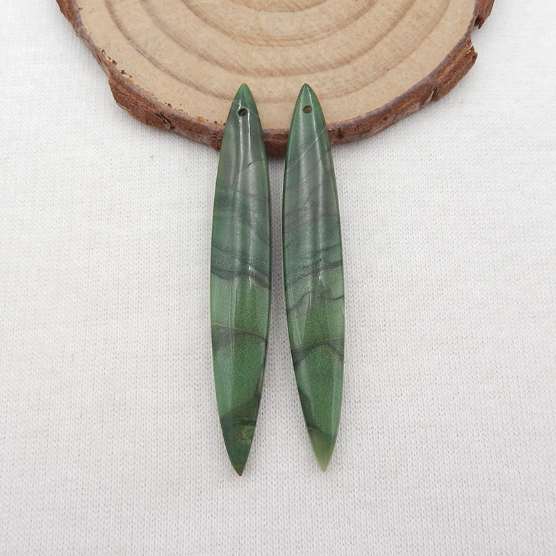 Natural African Jade Earring Beads 54x8x5mm, 6.0g