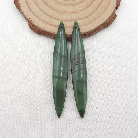 Natural African Jade Earring Beads 54x8x5mm, 6.0g