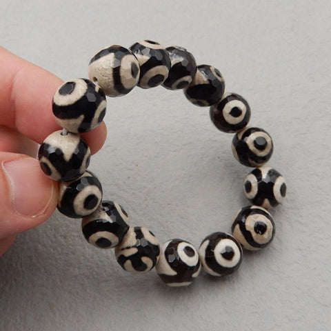 Natural Eye Agate Pendant Beads for Bracelet 20cm length, 54g, 14mm