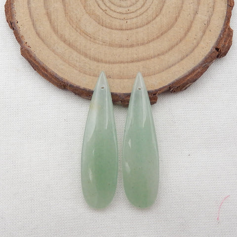 Paire de boucles d'oreilles en forme de goutte d'aventurine verte, pierre pour la fabrication de boucles d'oreilles, 40x9x4mm, 4.5g