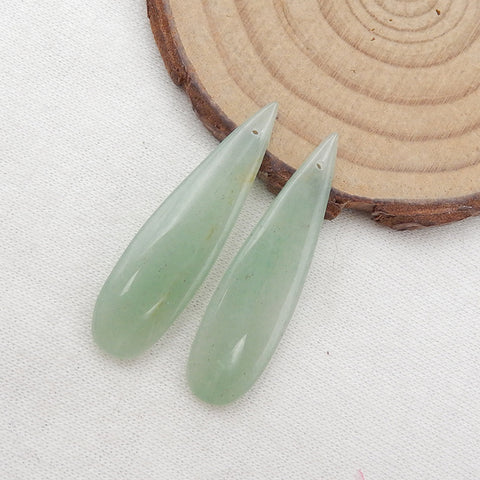Paire de boucles d'oreilles en forme de goutte d'aventurine verte, pierre pour la fabrication de boucles d'oreilles, 40x9x4mm, 4.5g
