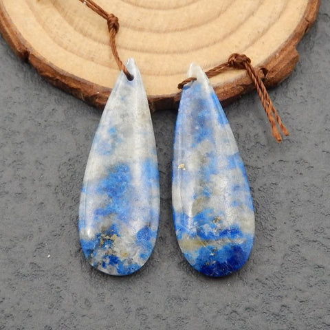 Paire de Boucles d'Oreilles en Lapis Lazuli Naturel 38x14x4mm ,8.10g
