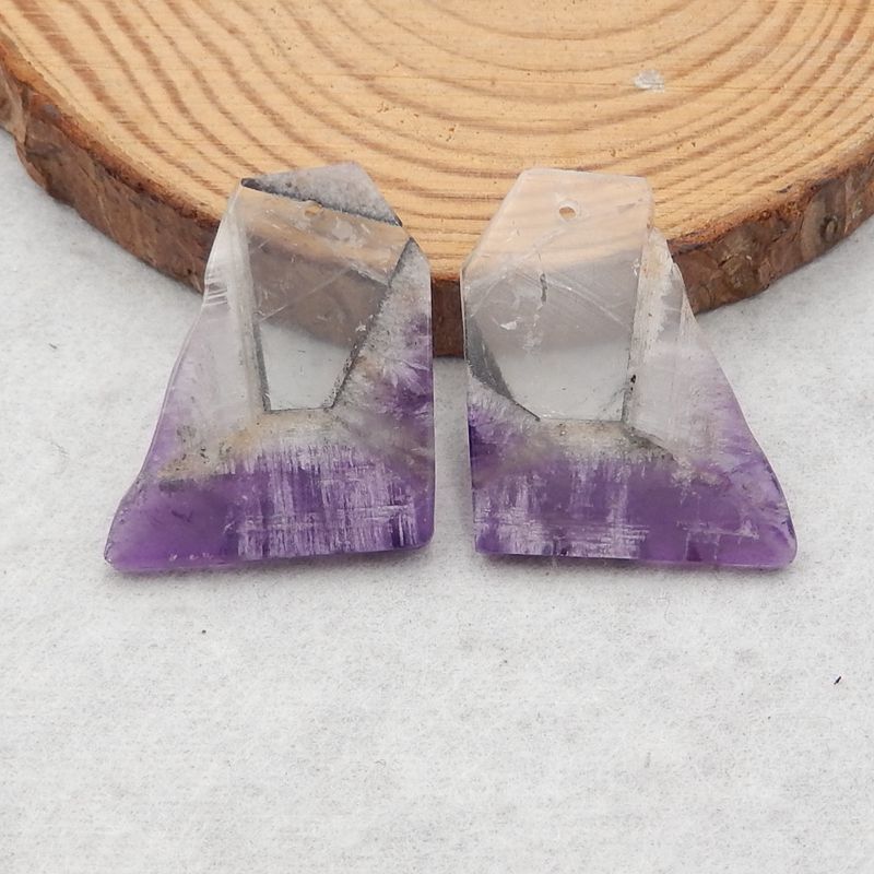Natural Amethyst Earring Beads 30*22*3mm. 6.4g