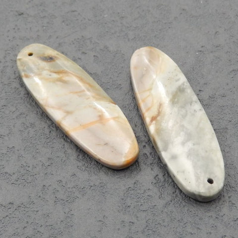 Paire de boucles d'oreilles en pierres précieuses de jaspe naturel Picasso, 37x12x4 mm, 7,8 g