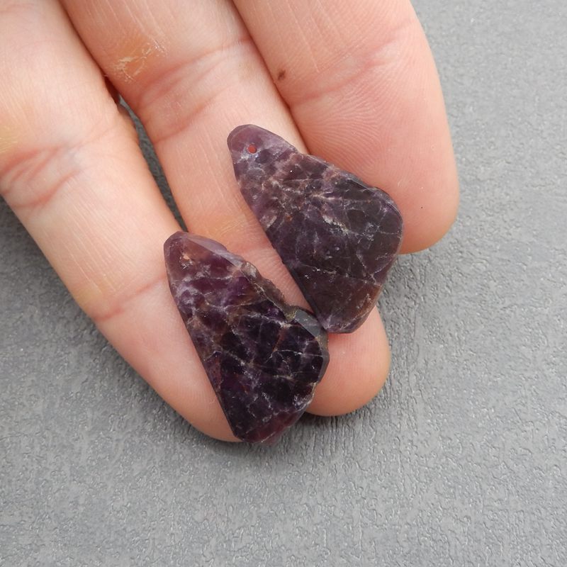Natural Amethyst Earring Beads 30*16*3mm, 4.5g