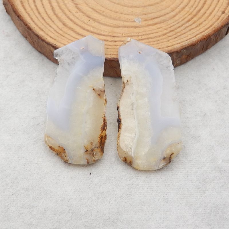 Natural Blue Lace Agate Earring Beads 38*19*3mm, 7.3g