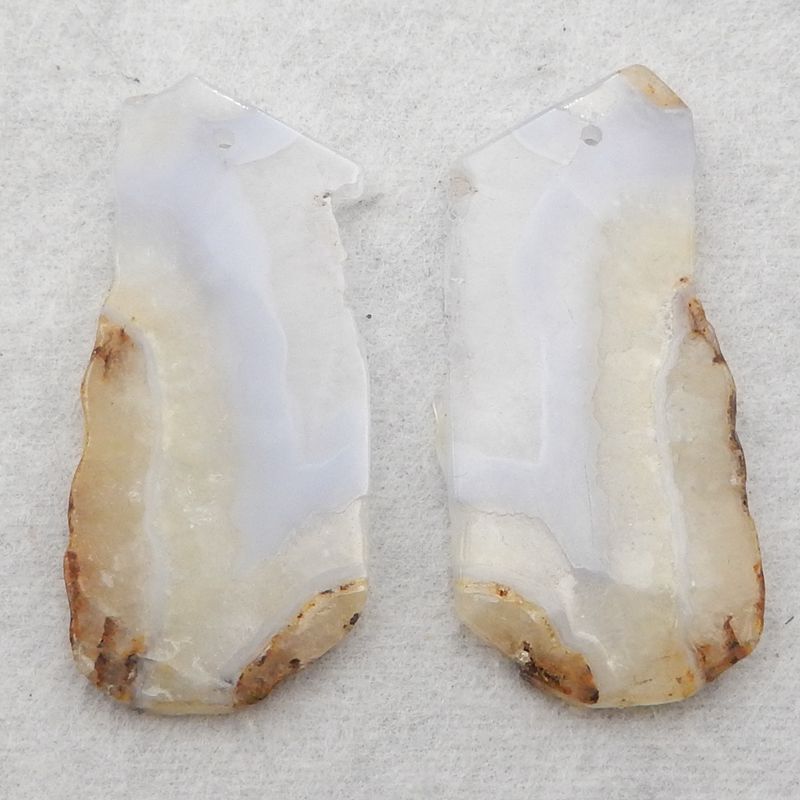 Natural Blue Lace Agate Earring Beads 38*19*3mm, 7.3g