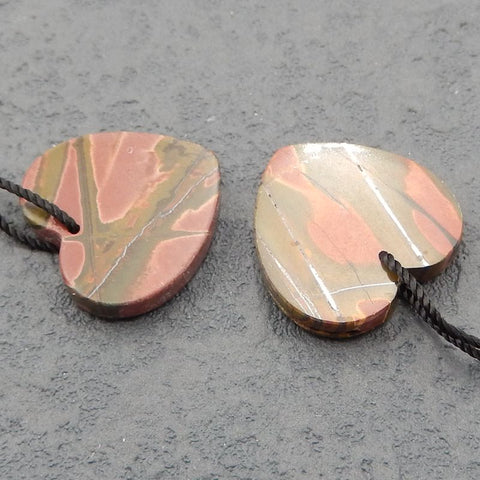 Paire de Boucles d'Oreilles Jaspe Ruisseau Rouge 18x17x3mm,19ct