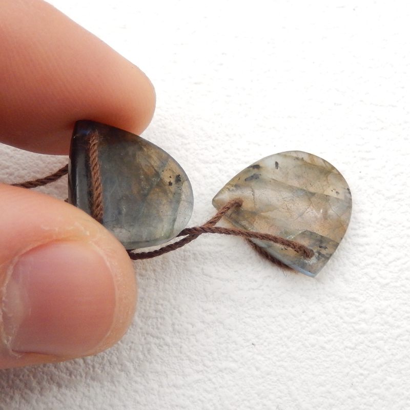 Natural Labradorite Earring Beads 16*17*4mm, 4.0g