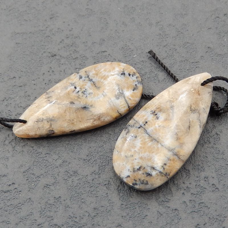 Natural Dendritic Agate Earring Beads 32x15x5mm, 7.4g