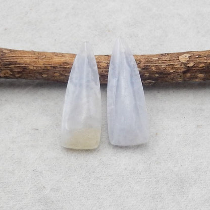 Natural Blue Lace Agate Earring Beads 27x10x4mm, 3.3g