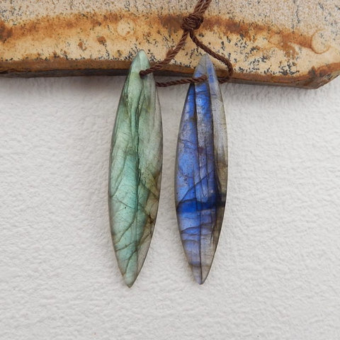 Natural Labradorite Earring Beads 44*10*4mm, 5.5g