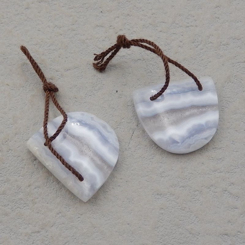 Natural Blue Lace Agate Earring Beads 18*19*4mm. 5.0g
