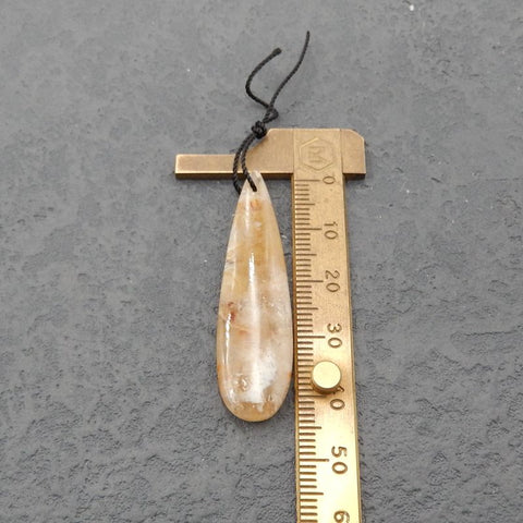 Paire de boucles d'oreilles en pierres précieuses de corail indonésien naturel, 45x13x5 mm, 8,03 g