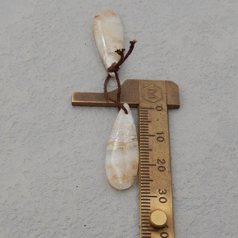 天然疯狂蕾丝玛瑙泪珠耳环石对,耳环制作石,29x10x5mm,4.3g