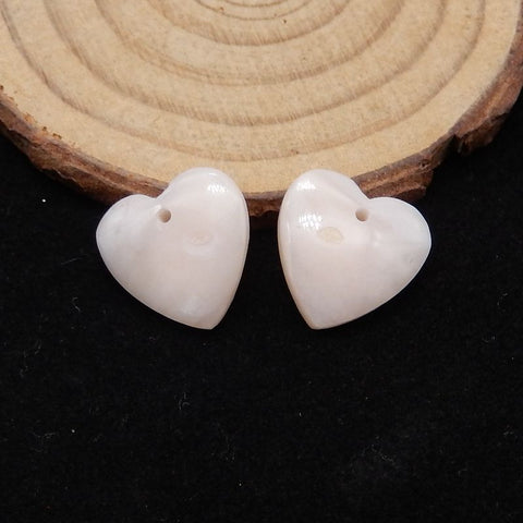 Paire de Boucles d'Oreilles Coeur Naturel avec Opale Rose, 15x15x4mm, 2.9g