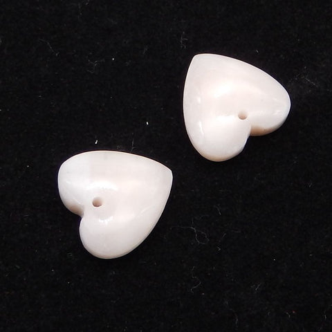 Paire de Boucles d'Oreilles Coeur Naturel avec Opale Rose, 15x15x4mm, 2.9g