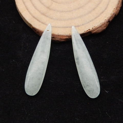 Paire de boucles d'oreilles en forme de goutte d'aventurine verte, pierre pour la fabrication de boucles d'oreilles, 40x9x4mm, 4.5g