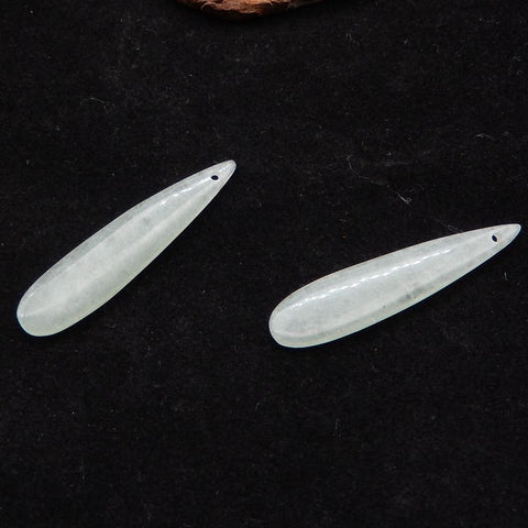 Paire de boucles d'oreilles en forme de goutte d'aventurine verte, pierre pour la fabrication de boucles d'oreilles, 40x9x4mm, 4.5g