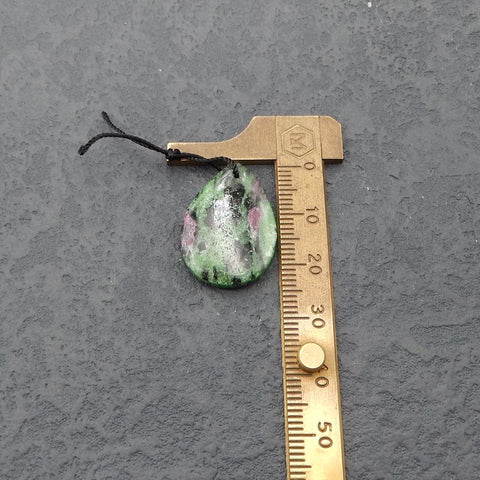 天然红宝石和黝帘石宝石耳环一对,25x18x5mm,8.91g