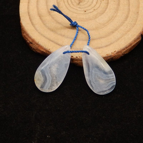 Blue Lace Agate Teardrop Boucles d'oreilles Stone Pair, pierre pour la fabrication de boucles d'oreilles, 24x12x4mm, 4g