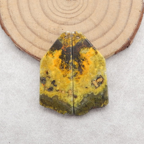 Nugget (Rough Sides) Natural Bumble Bee Stone Gemstone Earring Beads, Semi-Precious Gemstones For Jewelry Making,35×15×3mm,6g