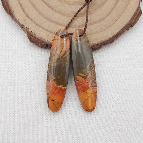 Natural Red Creek Jasper Earring Beads 37x9x4mm, 5.1g