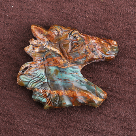 Carved Stone Crystal Horse Pendant, Natural Gemstone Horse Head, Crystal Horse Beads for Necklace Making, Rose Quartz Obsidian horse bead