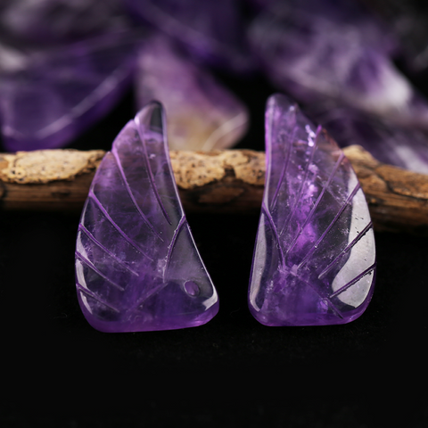 Earrings Bead Amethyst - Wing Earrings Natural Stone jewelry accessories