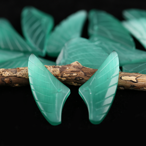Earrings Bead Green Cymophane - Wing Earrings Natural Stone jewelry accessories