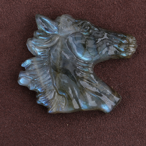 Carved Stone Crystal Horse Pendant, Natural Gemstone Horse Head, Crystal Horse Beads for Necklace Making, Rose Quartz Obsidian horse bead