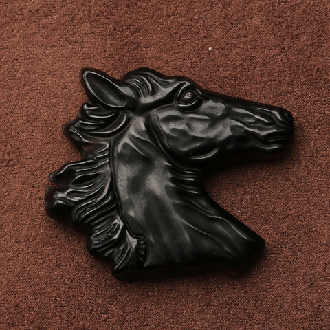 Carved Stone Crystal Horse Pendant, Natural Gemstone Horse Head, Crystal Horse Beads for Necklace Making, Rose Quartz Obsidian horse bead