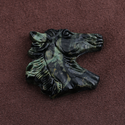 Carved Stone Crystal Horse Pendant, Natural Gemstone Horse Head, Crystal Horse Beads for Necklace Making, Rose Quartz Obsidian horse bead