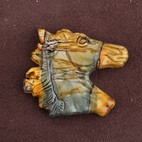 Carved Stone Crystal Horse Pendant, Natural Gemstone Horse Head, Crystal Horse Beads for Necklace Making, Rose Quartz Obsidian horse bead