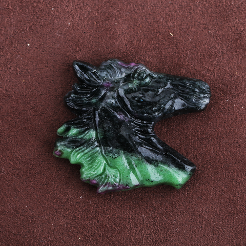 Carved Stone Crystal Horse Pendant, Natural Gemstone Horse Head, Crystal Horse Beads for Necklace Making, Rose Quartz Obsidian horse bead